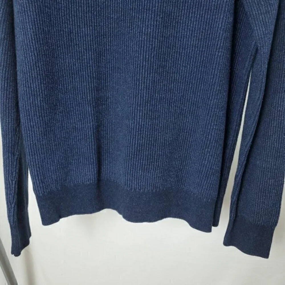 Men's Express 100% Cotton Quarter Zip Rib Raglan Sleeve Sweater Large Blue
